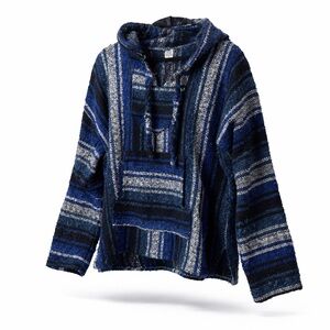 Artesania Mickey Blue Baja Hoodie Sweater Men's Large Mexican Blanket Pullover